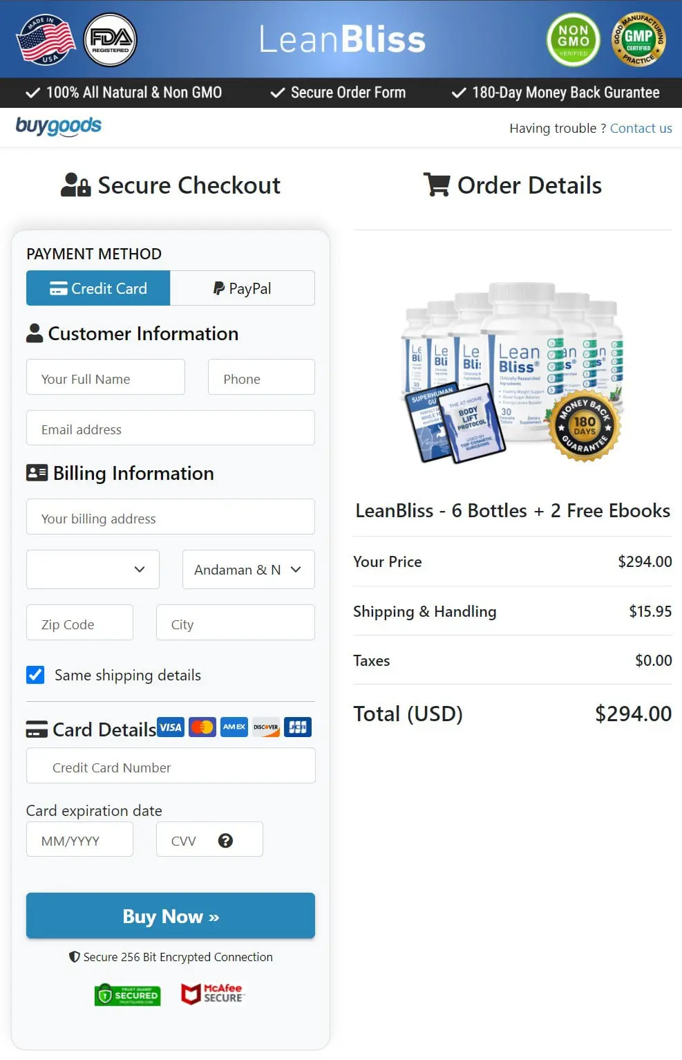 LeanBliss Order Form 